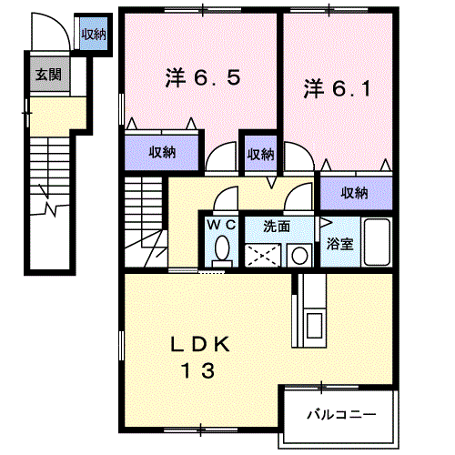 アルティプラーノⅡ(2LDK/2階)の間取り写真
