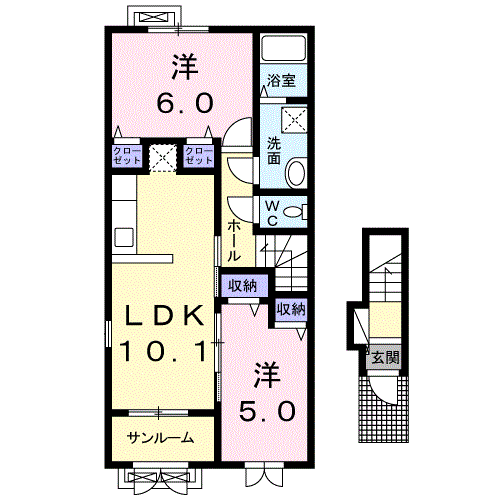 フェリス(2LDK/2階)の間取り写真