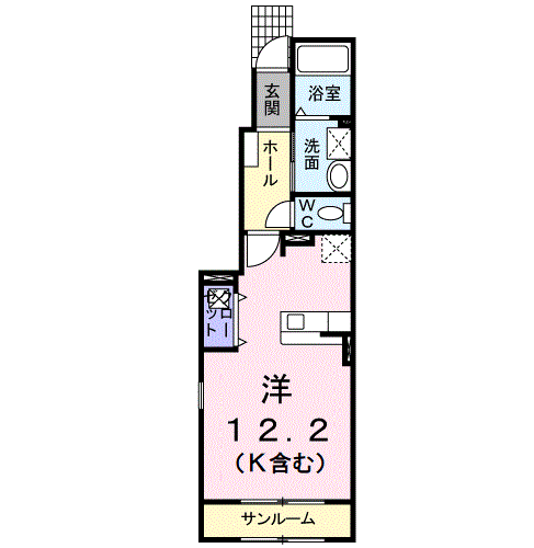 フィオーレ野村Ⅱ(ワンルーム/1階)の間取り写真