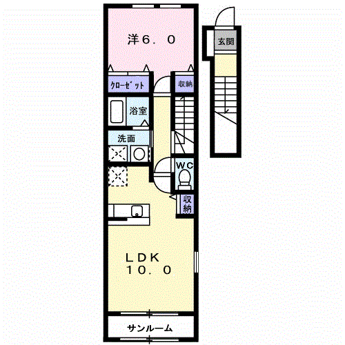 フェリスタ-(1LDK/2階)の間取り写真
