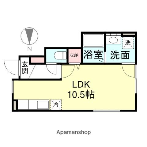 フォレスト新高岡 B棟(ワンルーム/1階)の間取り写真