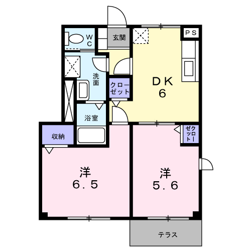メゾンソレイユ(2DK/1階)の間取り写真