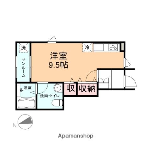 REVEⅡ(ワンルーム/1階)の間取り写真