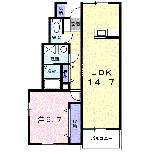 チューリップアベニューⅢ(1LDK/1階)の間取り写真