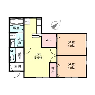 プリスティーヌ(2LDK/1階)の間取り写真