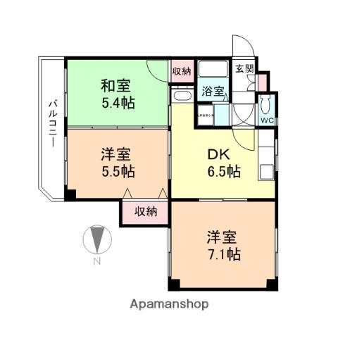 ル・シェール(3DK/3階)の間取り写真