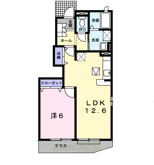 エトワールⅠ(1LDK/1階)の間取り写真