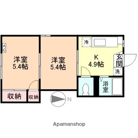 コーポラス ゴトウ(2K/1階)の間取り写真