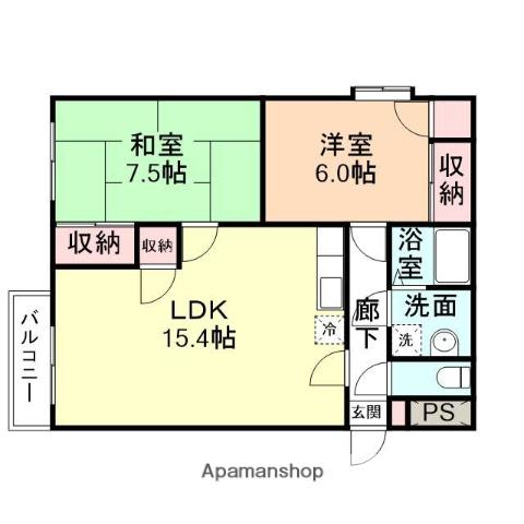 サンライズ氷見(2LDK/3階)の間取り写真