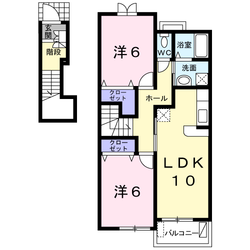 アルカンシェル虹B(2LDK/2階)の間取り写真