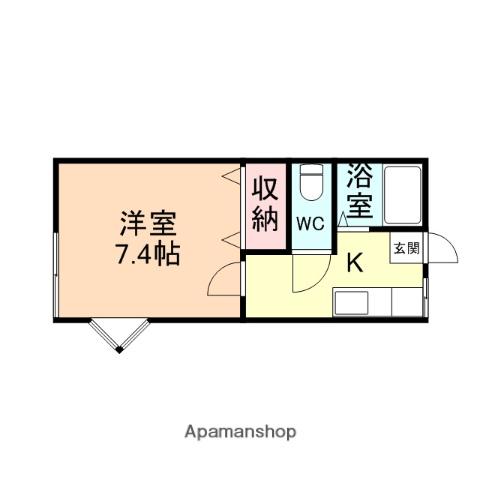 コンチネンタル守護町(1K/2階)の間取り写真