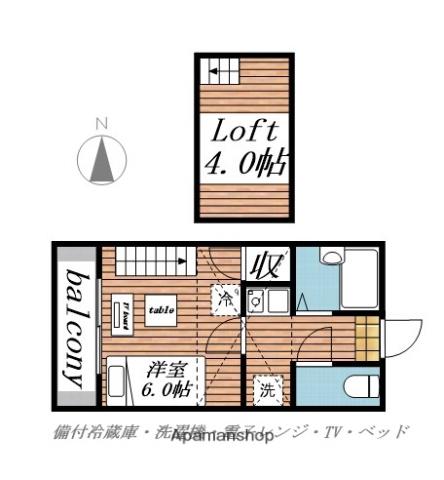 清水町第1レジデンス(1K/2階)の間取り写真