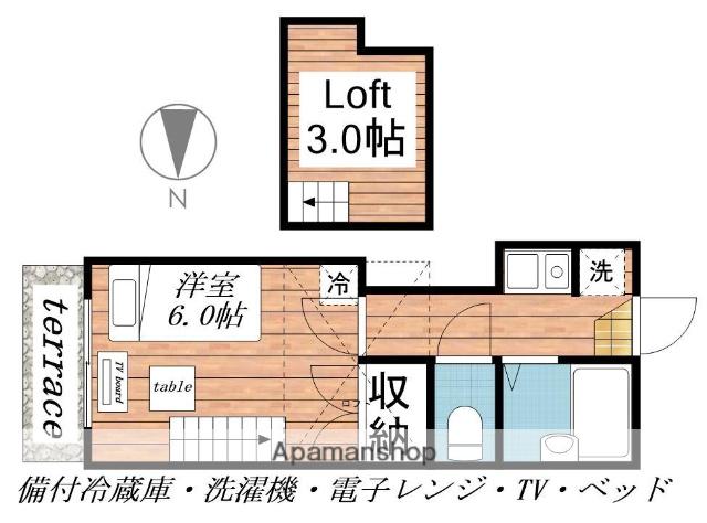 清水町第1レジデンス(1K/1階)の間取り写真