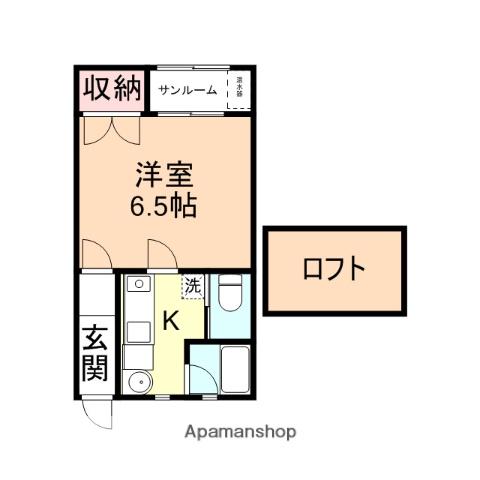 クラフトハウス木津(1K/2階)の間取り写真