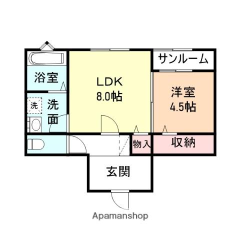 PRIMA ROSSO(1LDK/1階)の間取り写真