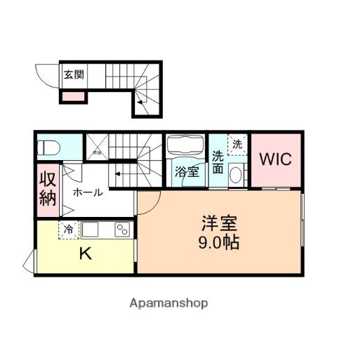 SQUARE GARDEN(1K/2階)の間取り写真