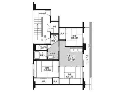 ビレッジハウス高岡2号棟(3DK/1階)の間取り写真