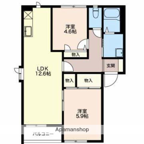 サニーフラットM A棟(2LDK/2階)の間取り写真