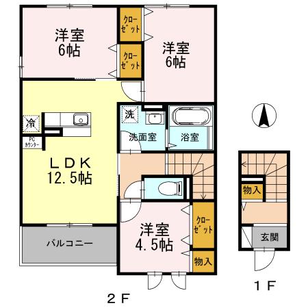 モアナ京田A(3LDK/2階)の間取り写真