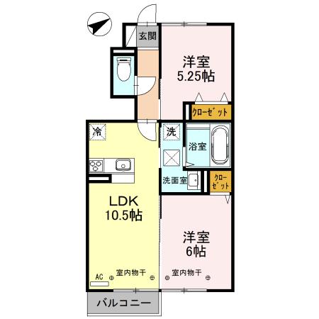 D-ROOM横田(2LDK/1階)の間取り写真