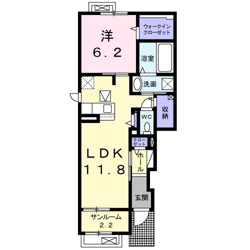 サンアヴェニューⅡ(1LDK/1階)の間取り写真