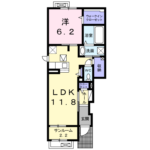 アダージョ(1LDK/1階)の間取り写真