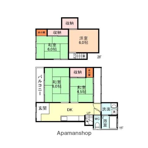 万葉線 市民病院前駅 徒歩9分 2階建 築41年(4DK)の間取り写真