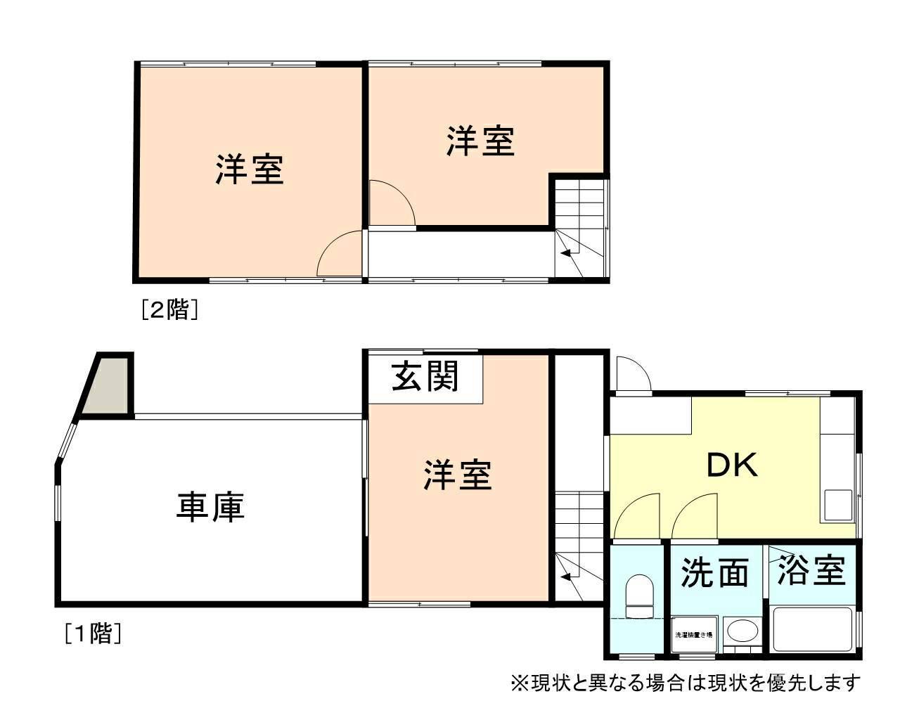 万葉線 広小路駅(富山) 徒歩3分 2階建 築67年(3DK)の間取り写真