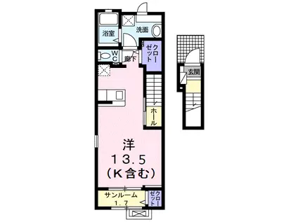 菫2ND(ワンルーム/2階)の間取り写真