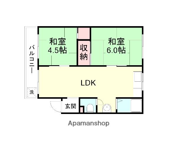 いわせ野ハイツ(2LDK/1階)の間取り写真