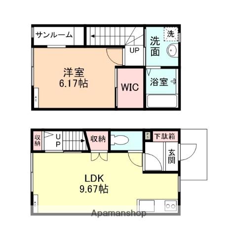 ビオラ野村(1LDK/1階)の間取り写真