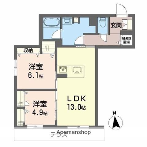フトゥールム(2LDK/1階)の間取り写真