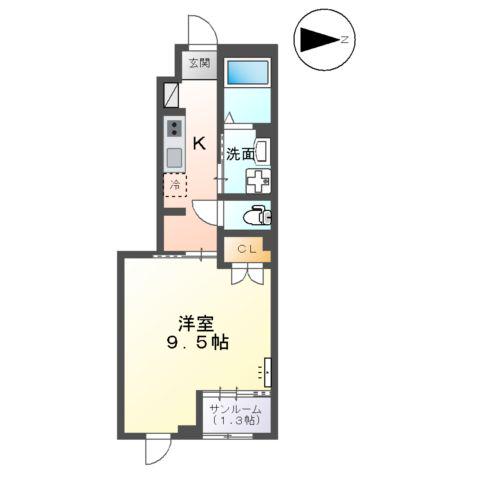 ボナール・ディアコート(1K/1階)の間取り写真