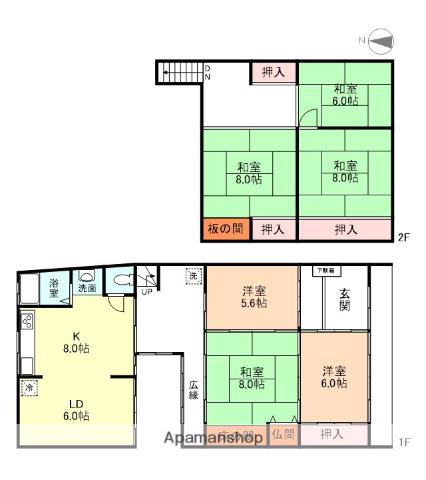 高岡市京町9-4戸建(6DK/1階)の間取り写真