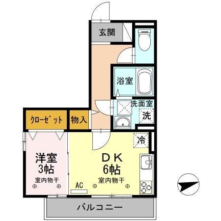 城端線 砺波駅 徒歩6分 3階建 築10年(1DK/1階)の間取り写真