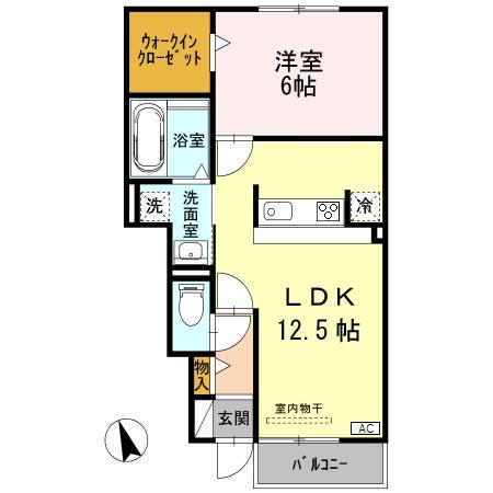 氷見線 能町駅 徒歩16分 2階建 築15年(1LDK/1階)の間取り写真