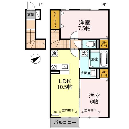D-ROOM横田(2LDK/2階)の間取り写真