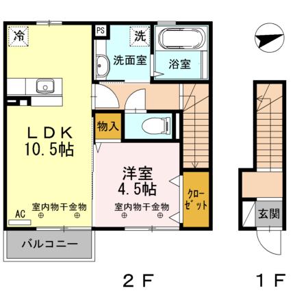 リエゾン シュシュ(1LDK/2階)の間取り写真