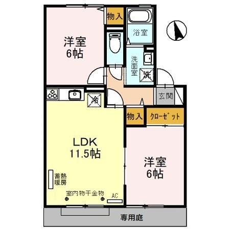 エルフタウン吉久 Ⅰ(2LDK/1階)の間取り写真