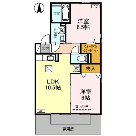 セジュールみのり B(2LDK/1階)の間取り写真
