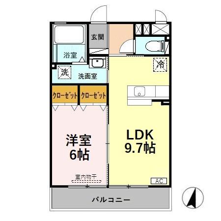 グレイス戸出(1LDK/3階)の間取り写真