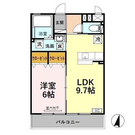 グレイス戸出(1LDK/1階)の間取り写真
