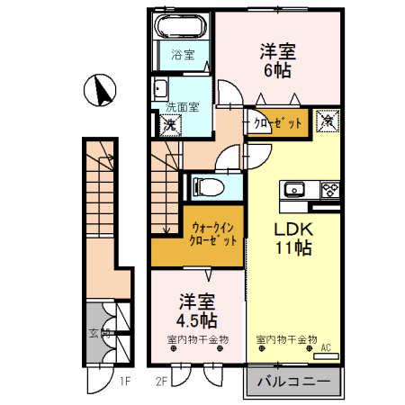 セジュール栄(2LDK/2階)の間取り写真
