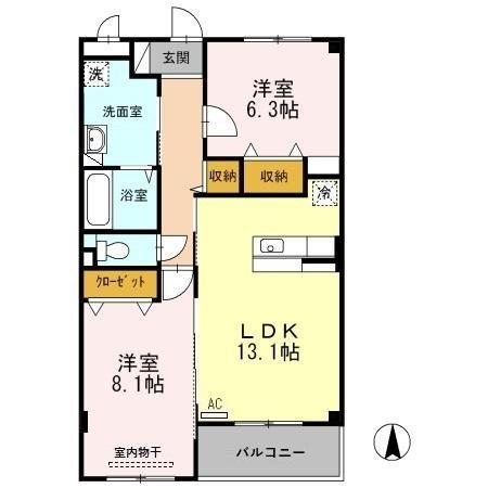 グラン・エクシード(2LDK/3階)の間取り写真