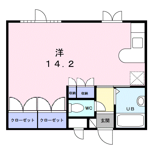 ツインパレスさくら台 ノース(ワンルーム/1階)の間取り写真