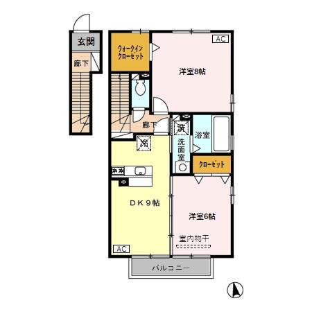 セジュール薫風A(2DK/2階)の間取り写真