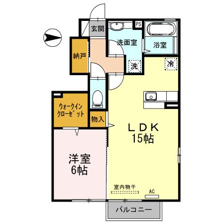 にゅうまごびれっじII(1LDK/1階)の間取り写真