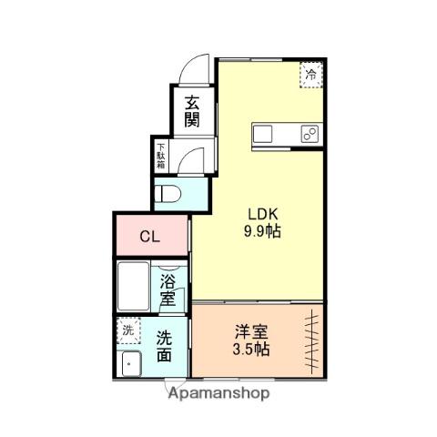 城端線 高岡駅 徒歩6分 2階建 築1年(1LDK/1階)の間取り写真