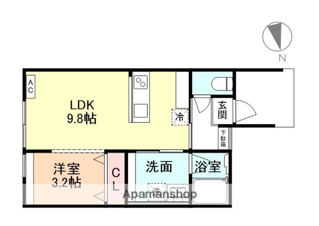 メゾン・デュオTULIP A棟(1LDK/1階)の間取り写真