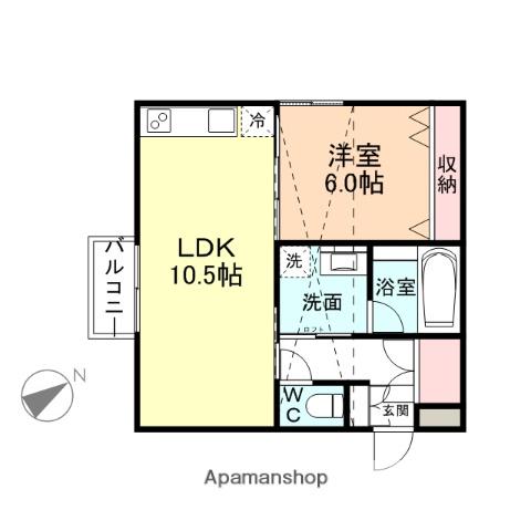 PRENDRE(1LDK/2階)の間取り写真
